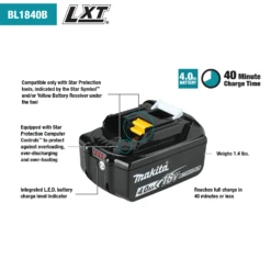Makita BL1840BDC1 18V LXT Battery And Charger Starter Pack -Best Tool Shop image c04509b8 d52c 4bf7 a35d 73a5eee33da2